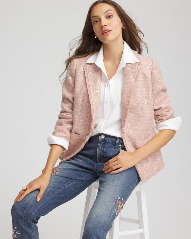 Party Tweed Sequins Blazer - image 2
